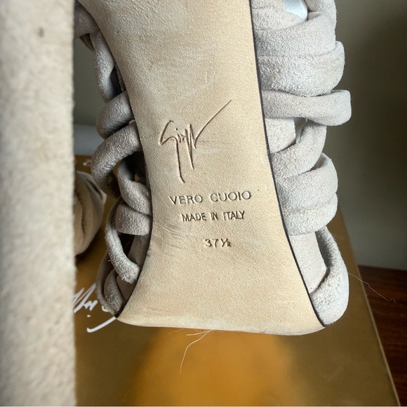 Giuseppe Zanotti Edizione 2016 Lace-Up Sandal Heels Nude Suede Size 37.5 - Picture 5 of 10